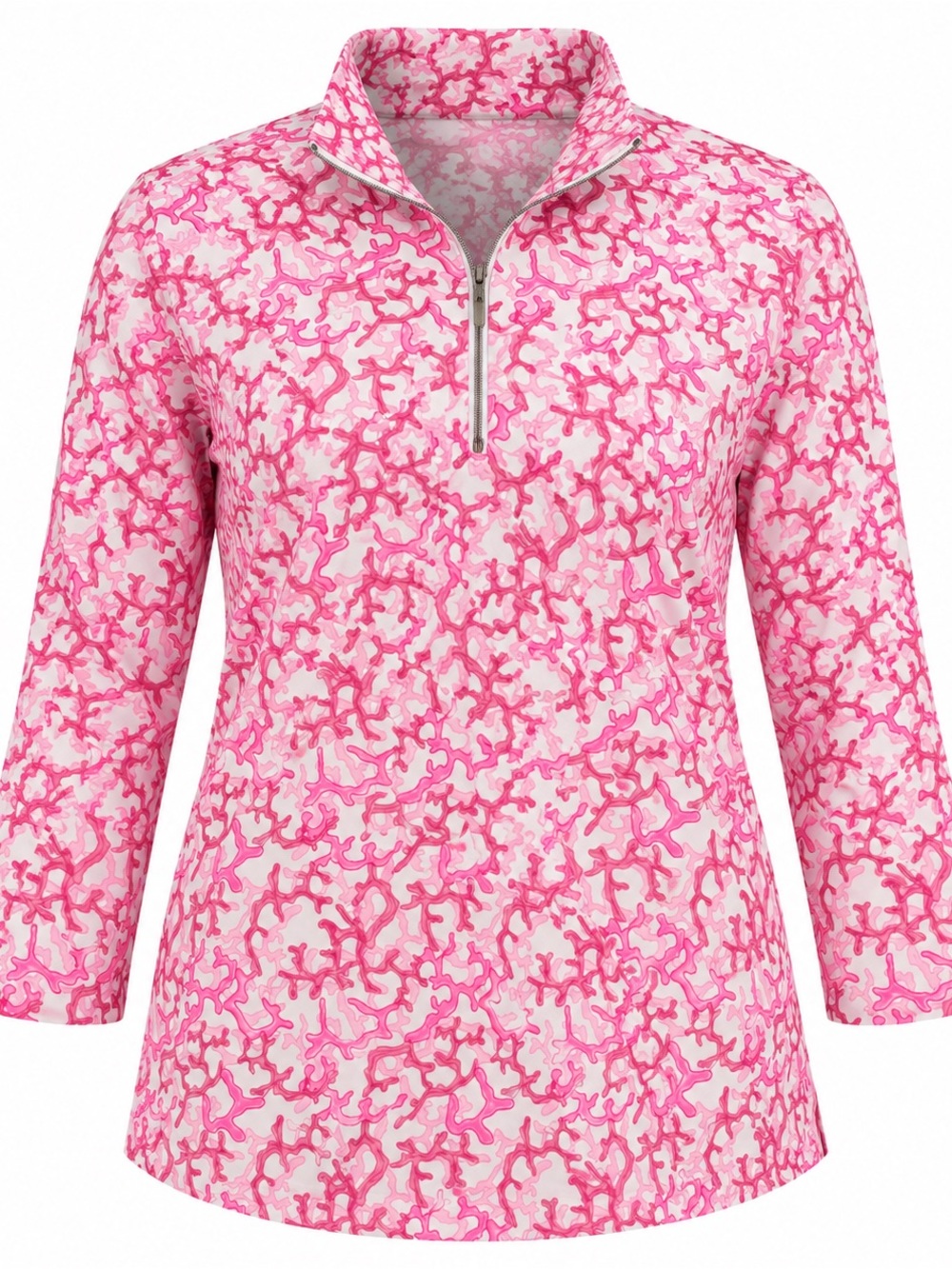 Lulu B Plus Size 2X Pink White Coral 1/4 Zip Pullover Nautical Coastal Beachy - Picture 1 of 11